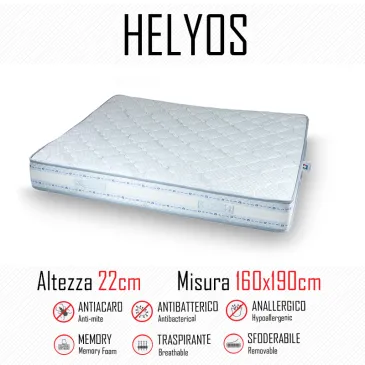 Helyos 160x190 Gummi- und Memory-Matratze, 22 cm hoch