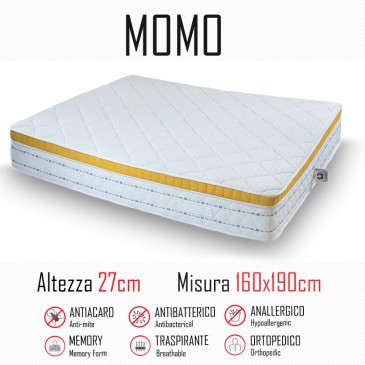 Matelas Momo 160x190 caoutchouc et mémoire 27cm de haut