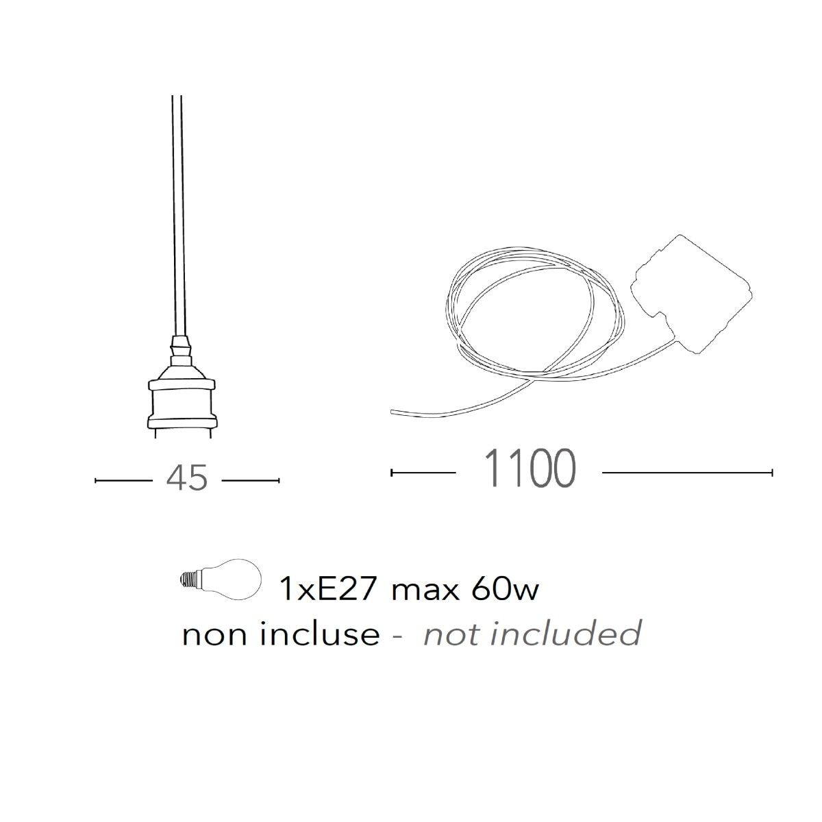 CLOCK Deckenleuchteraufhängung mit Dreiphasenadapter aus...