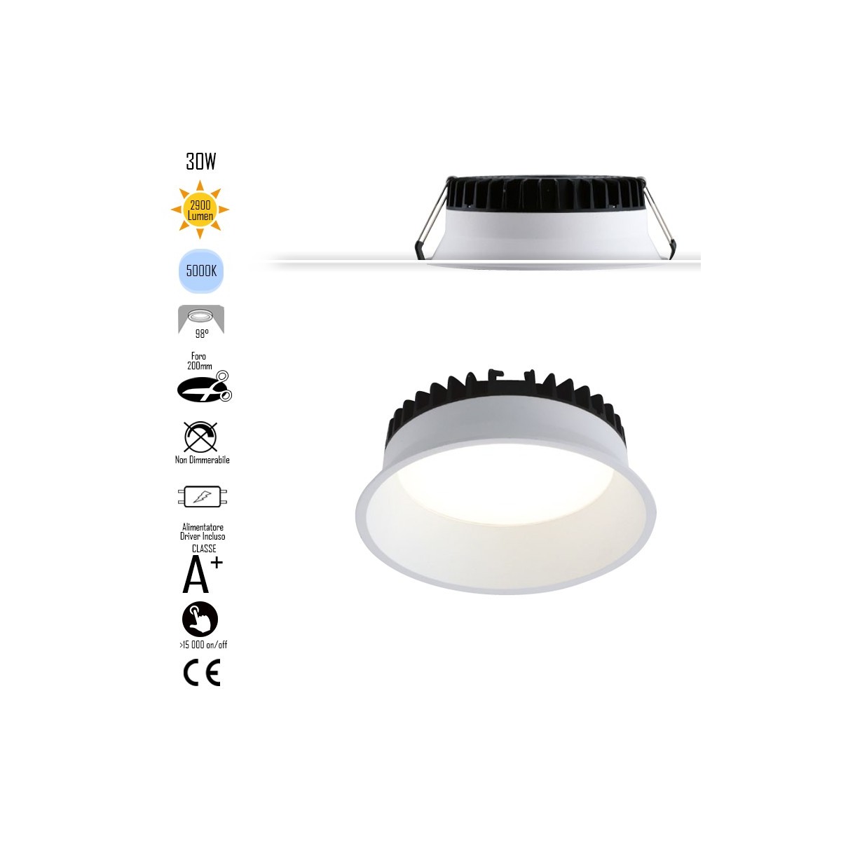 Spot encastré rond à LED 30 W | Mondialshop