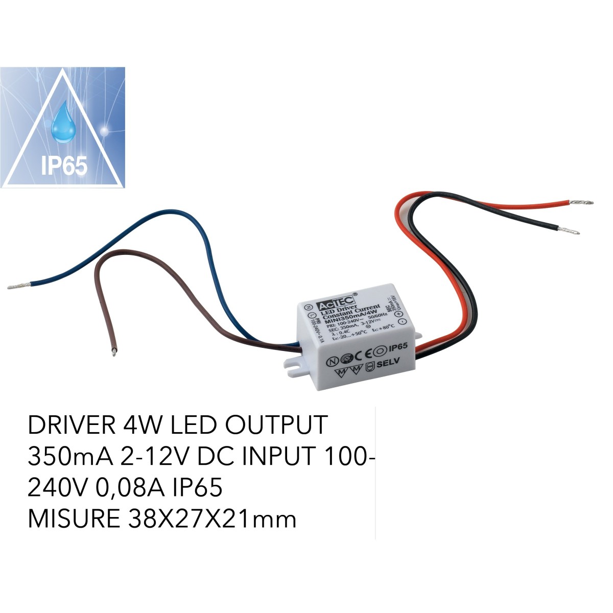 I-DRIVER/4W Driver 4W alimentatore per luce led output...