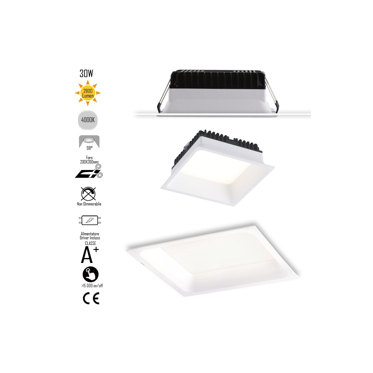 INC-XANTO-M-Q220 Lampada da incasso XANTO quadrata in...