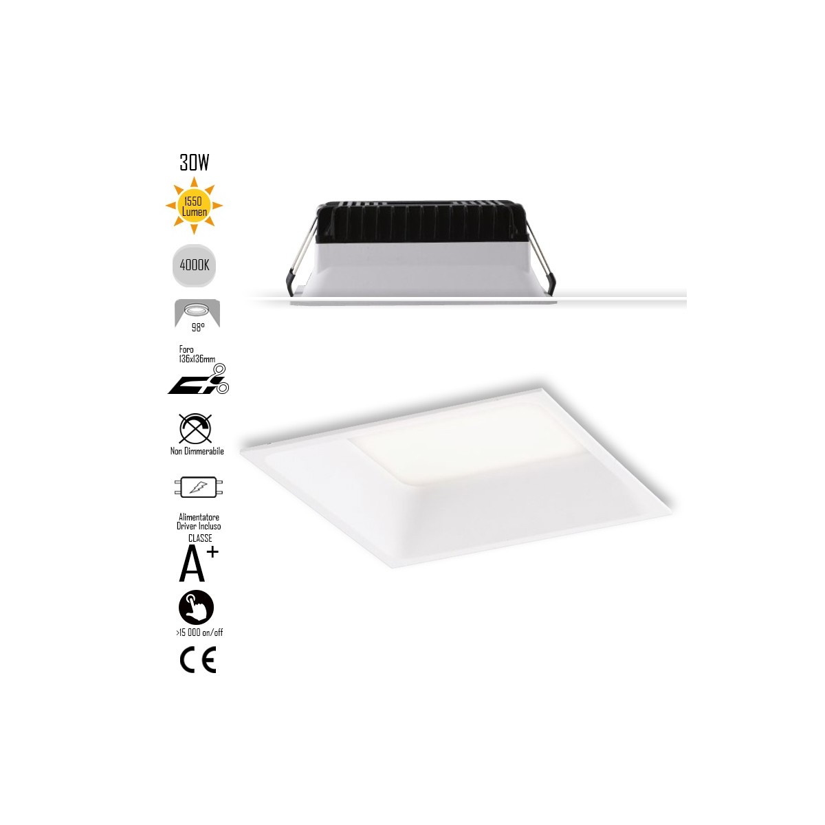 INC-XANTO-M-Q145 Lampada da incasso XANTO quadrata in...