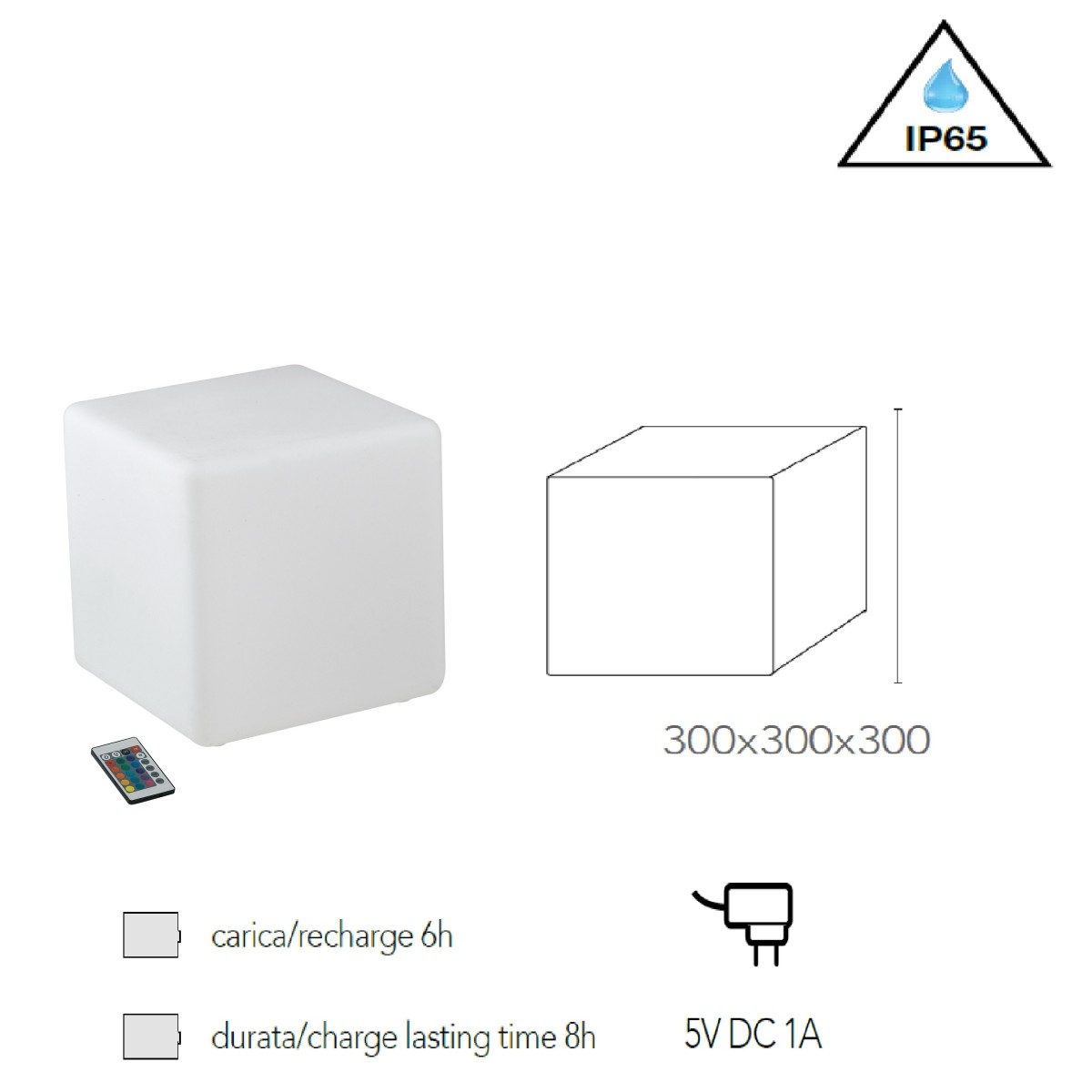 I-GECO-CUBO-L30 Lume da giardino GECO cubo bianco a LED...