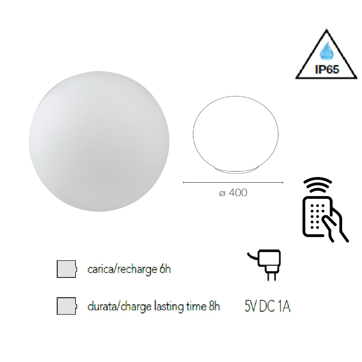 I-GECO-SFERA-L40 Lume da giardino GECO a sfera bianco a...
