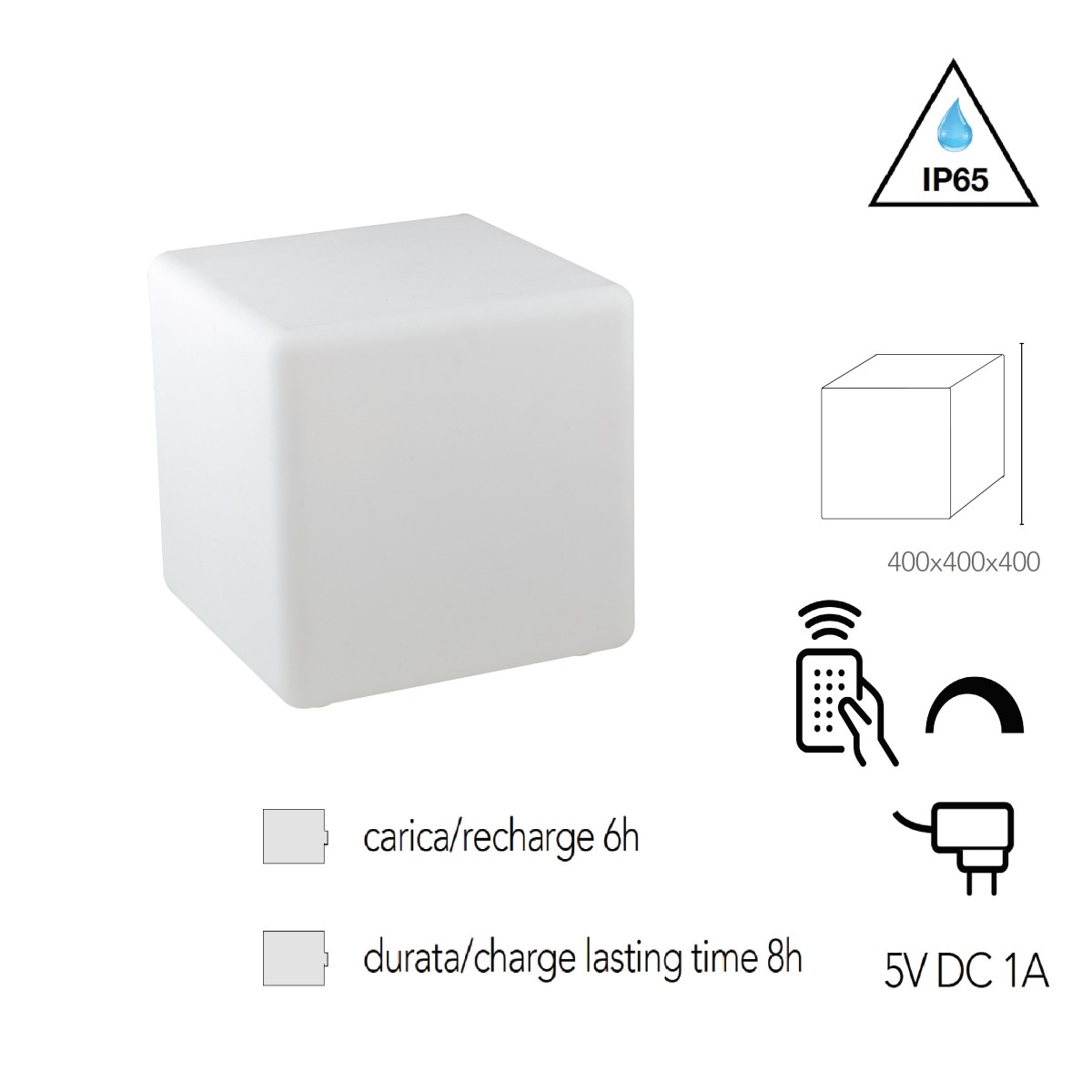 I-GECO-CUBO-L40 Lume da giardino GECO cubo bianco a LED...