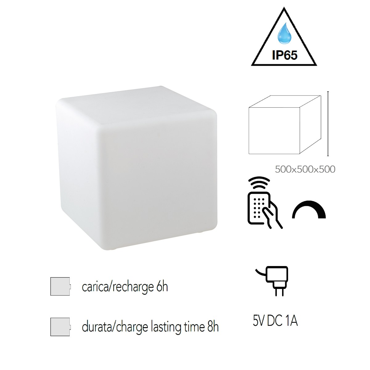 I-GECO-CUBO-L50 Lume da giardino GECO cubo bianco a LED...