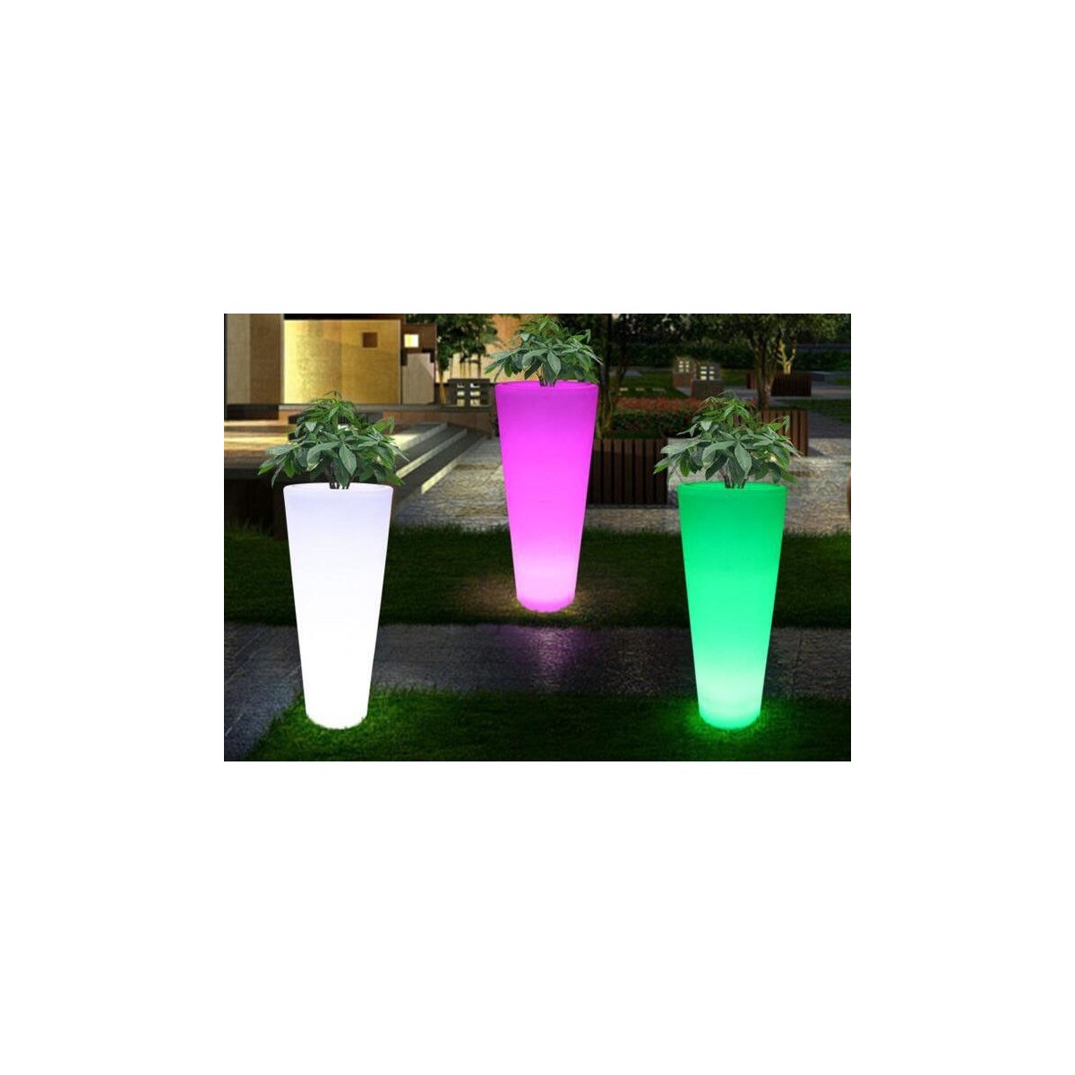 I-GECO-VASO-R-L Lampada vaso da giardino GECO bianco a...