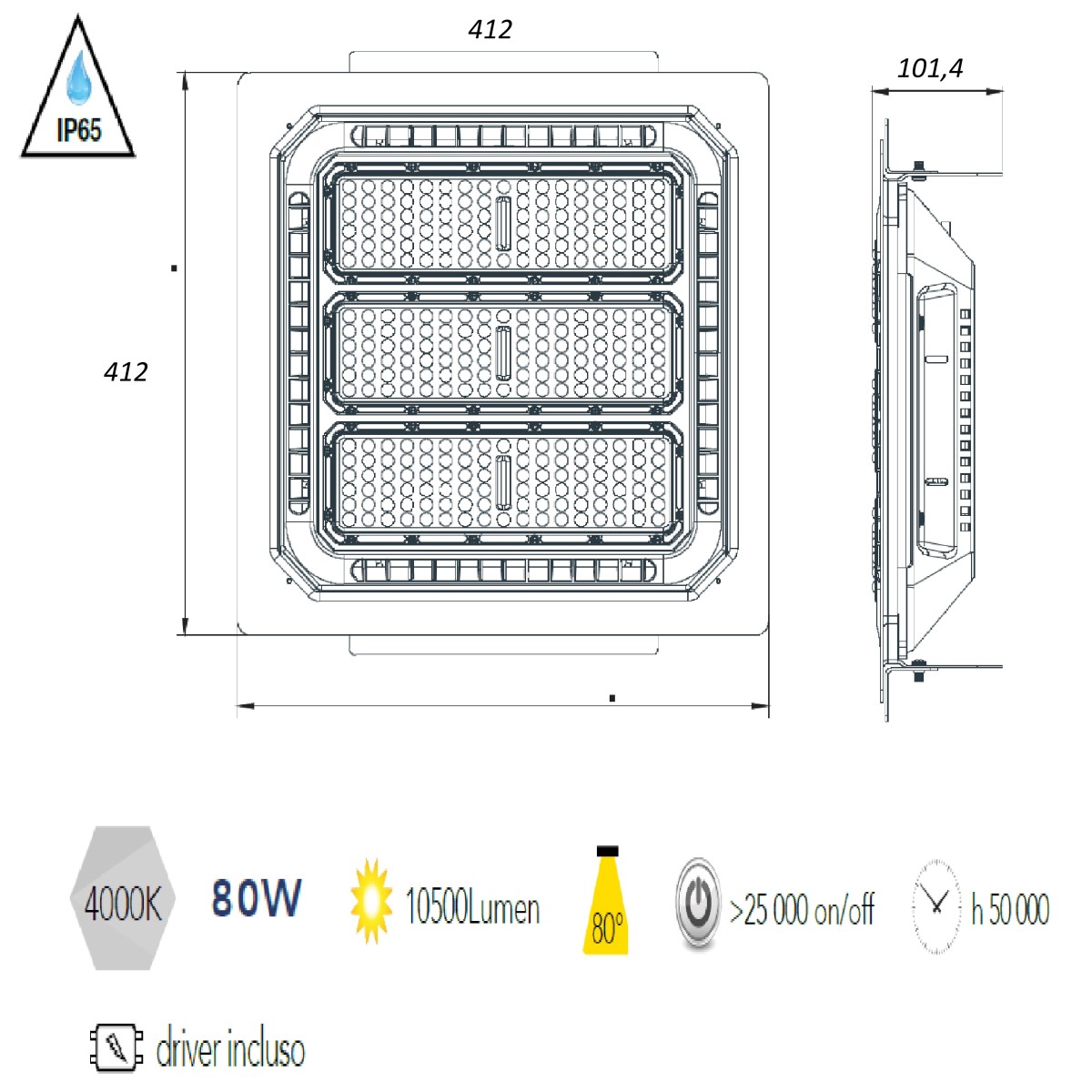 LED-ENERGY-80-INC Proiettore a led da incasso ENERGY faro...