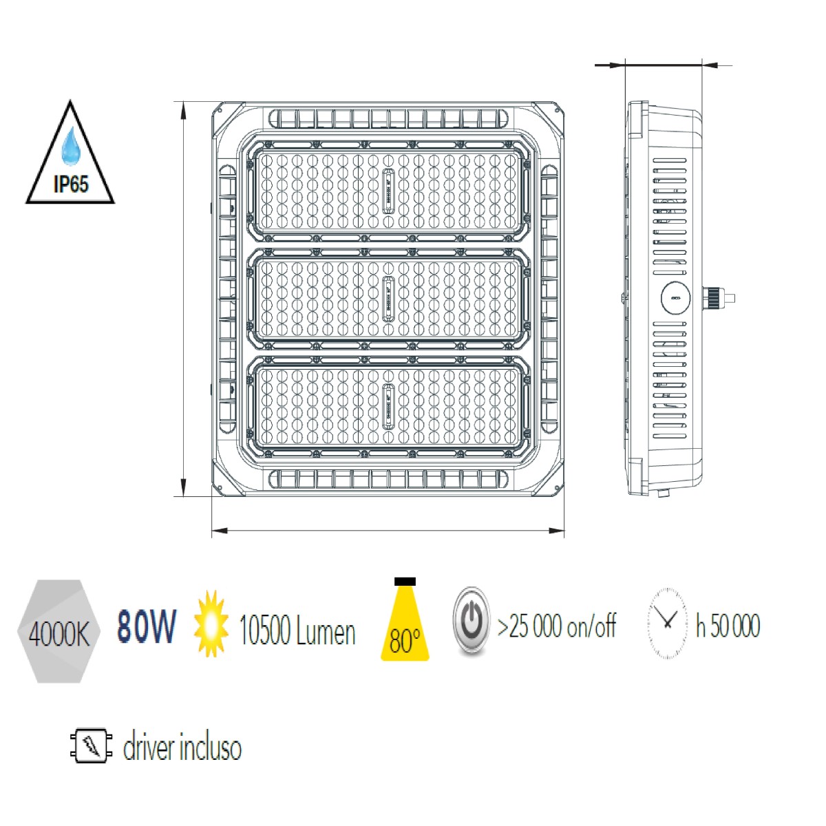 LED-ENERGY-80-PL Proiettore a led plafoniera ENERGY faro...