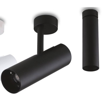 Faretto da soffitto orientabile a led in alluminio nero led cob integrato A+ luce naturale K 7 W