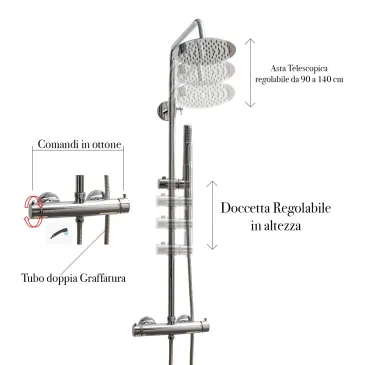 Colonna Doccia con rubinetto Termostatico rotondo | Piave