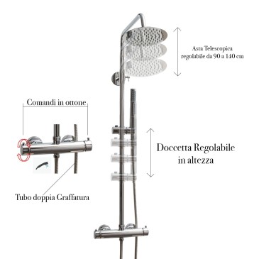 Colonne de douche avec robinet thermostatique rond Piave