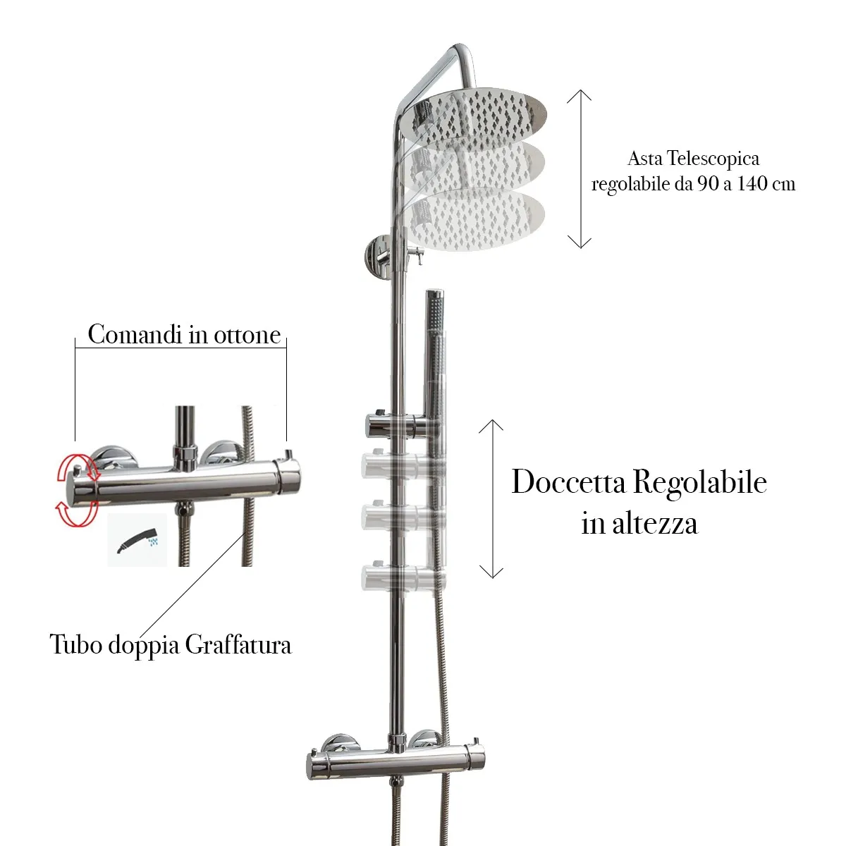 Colonna Doccia con rubinetto Termostatico rotondo | Piave
