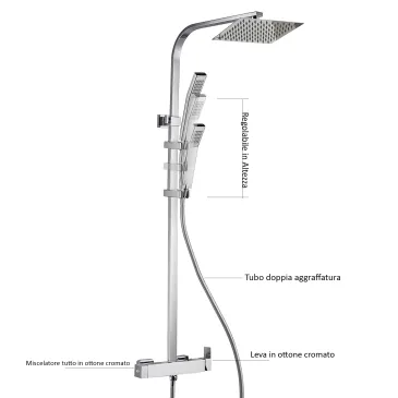 Colonne de douche avec mitigeur carré | boite