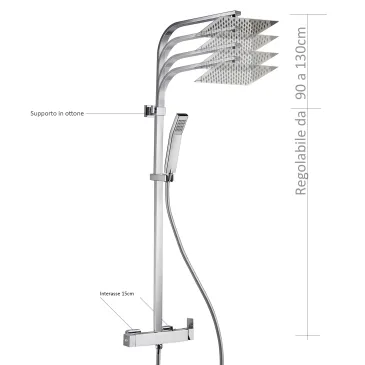 Colonne de douche avec mitigeur carré | boite